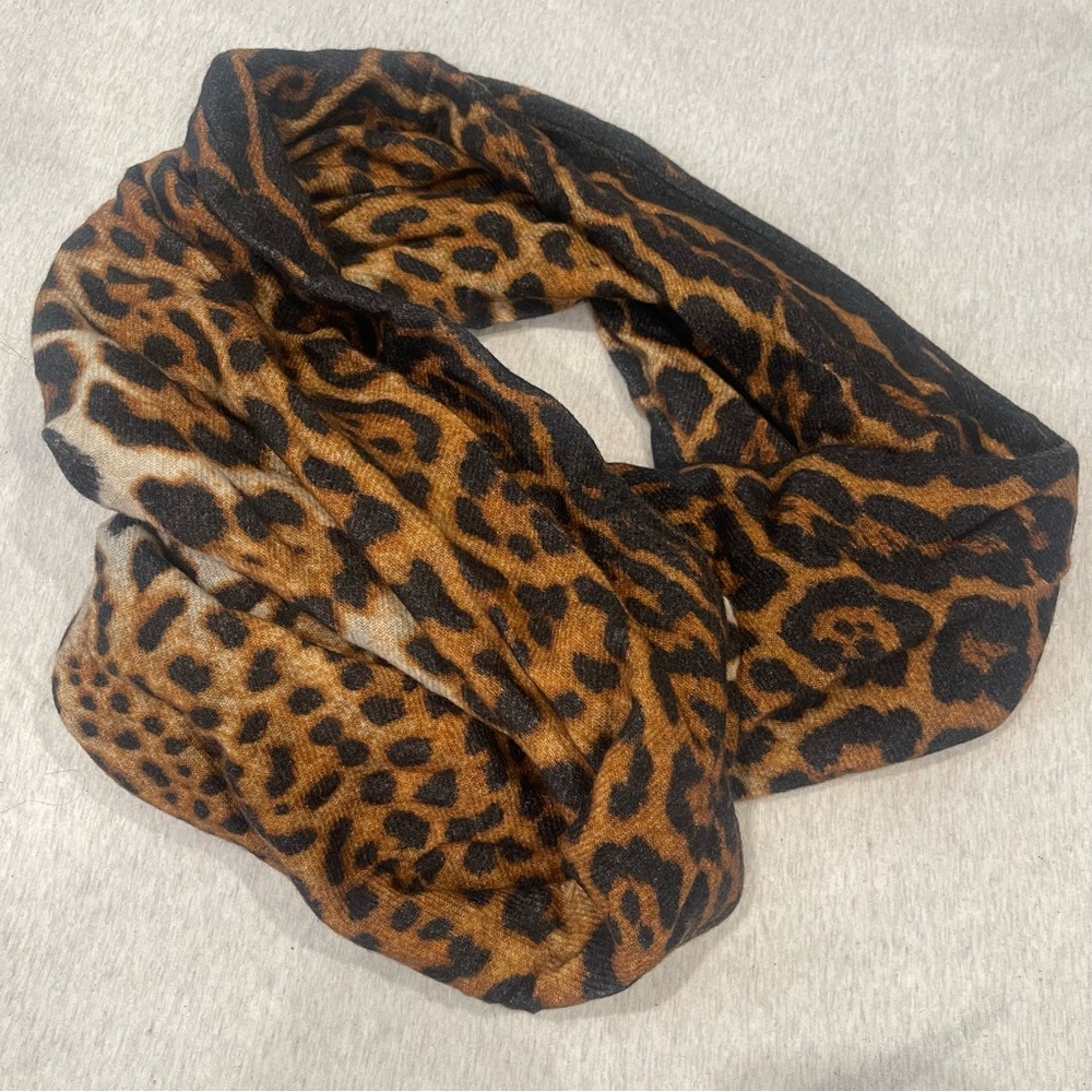 Yves Saint Laurent Brown Leopard Print Scarf - Picture 1 of 5